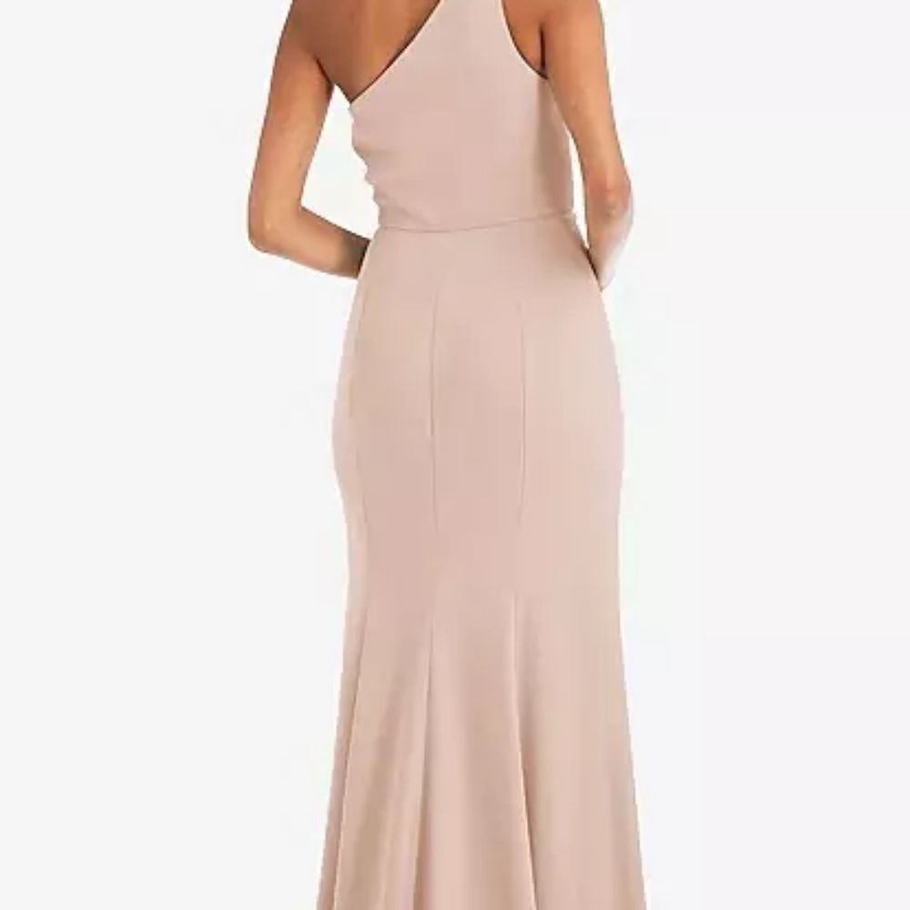 NWT After Six "Cameo" Crepe One-Shoulder Cowl Maxi Gown – Size 24 - Picture 2 of 11